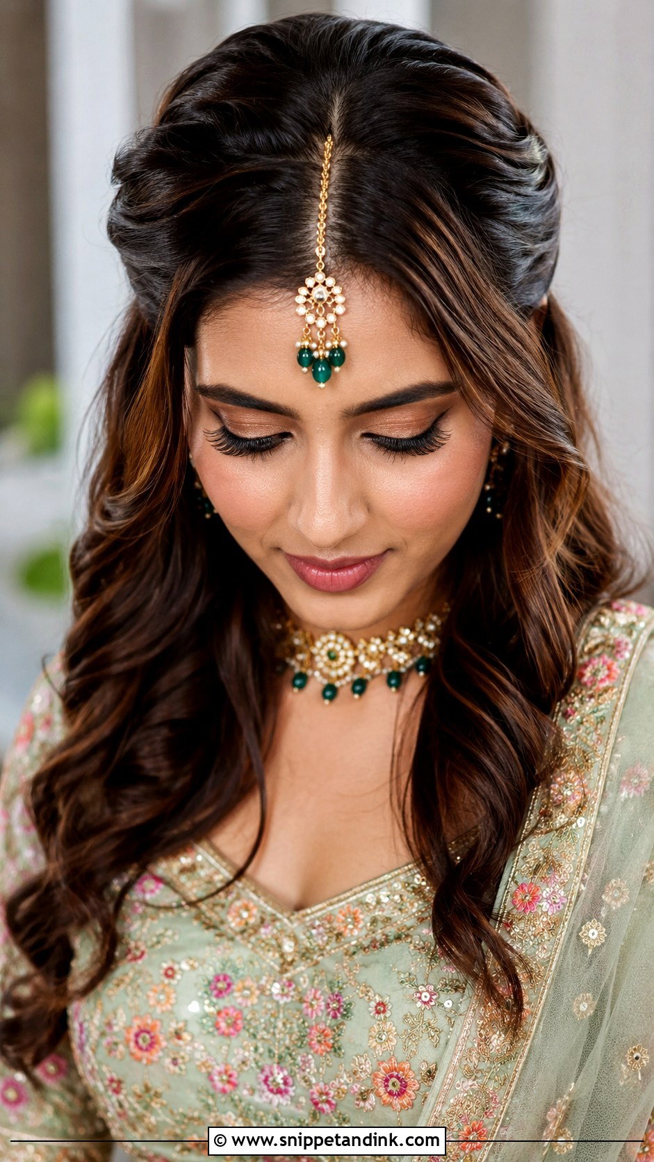 Indian Bridesmaid Maang Tikka Hairstyle - Snippet and Ink - 25 Indian Bridesmaid Hairstyles