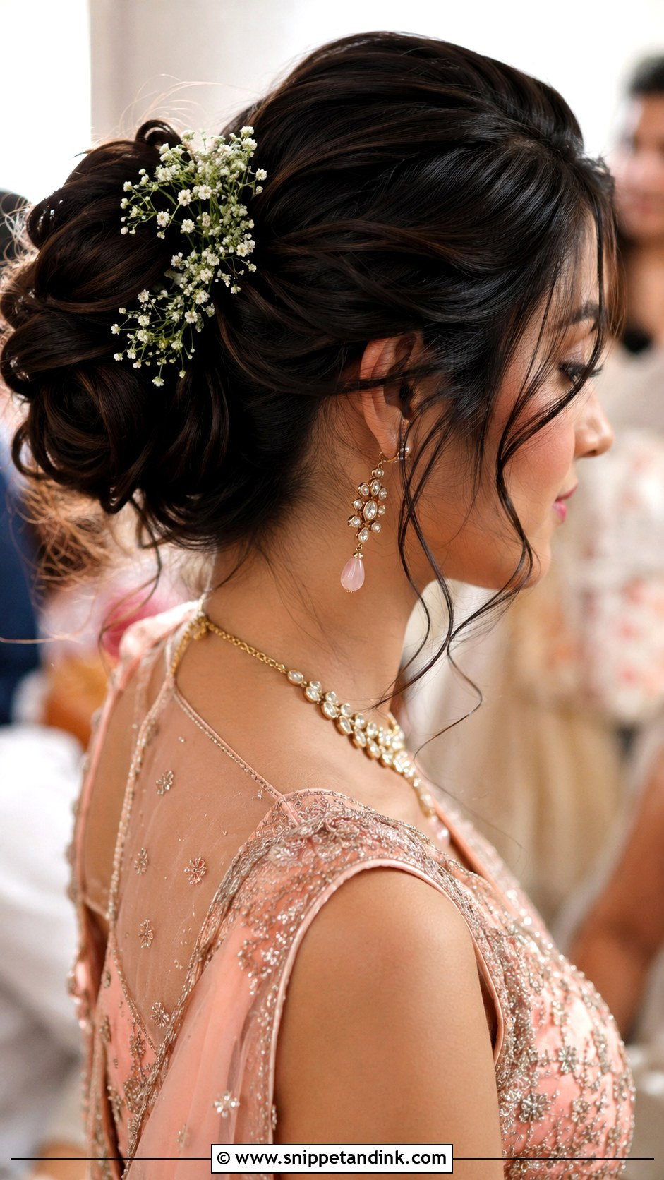 Indian Bridesmaid Messy Bun - Snippet and Ink - 25 Indian Bridesmaid Hairstyles