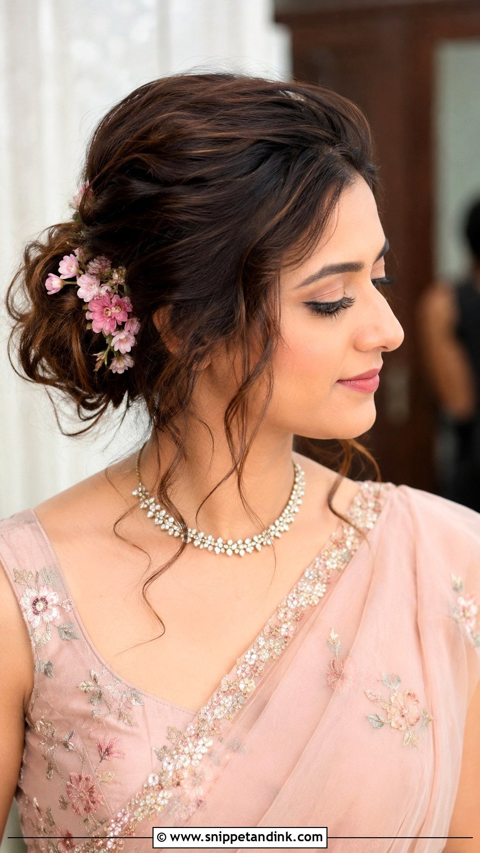 Indian Bridesmaid Messy Bun - Snippet and Ink - 20 Indian Bridesmaids Hairstyles