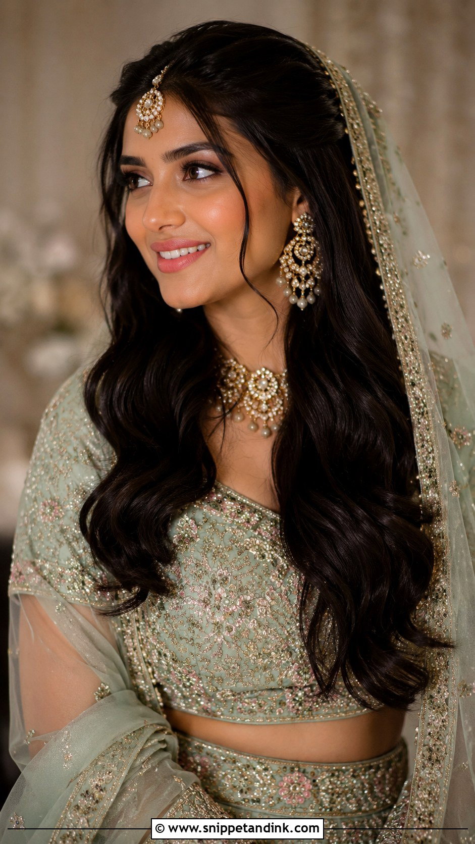 Indian Bridesmaid Open Hair With Dupatta - Snippet and Ink - 25 Indian Bridesmaid Hairstyles