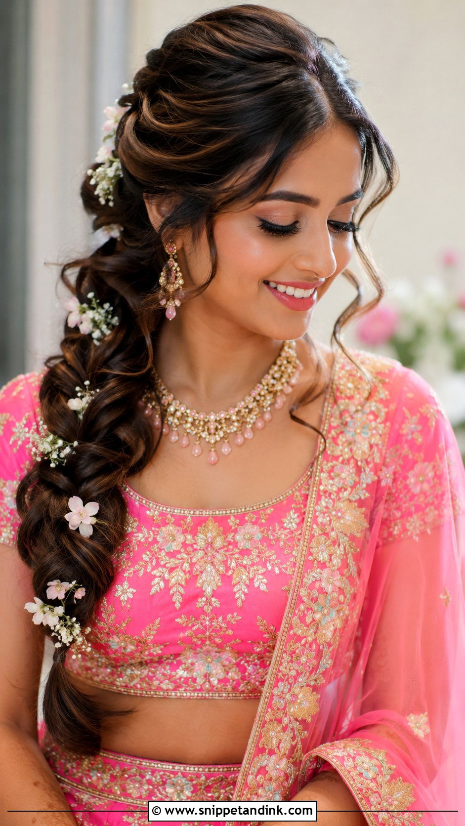 Indian Bridesmaid Side Braid - Snippet and Ink - 20 Indian Bridesmaids Hairstyles