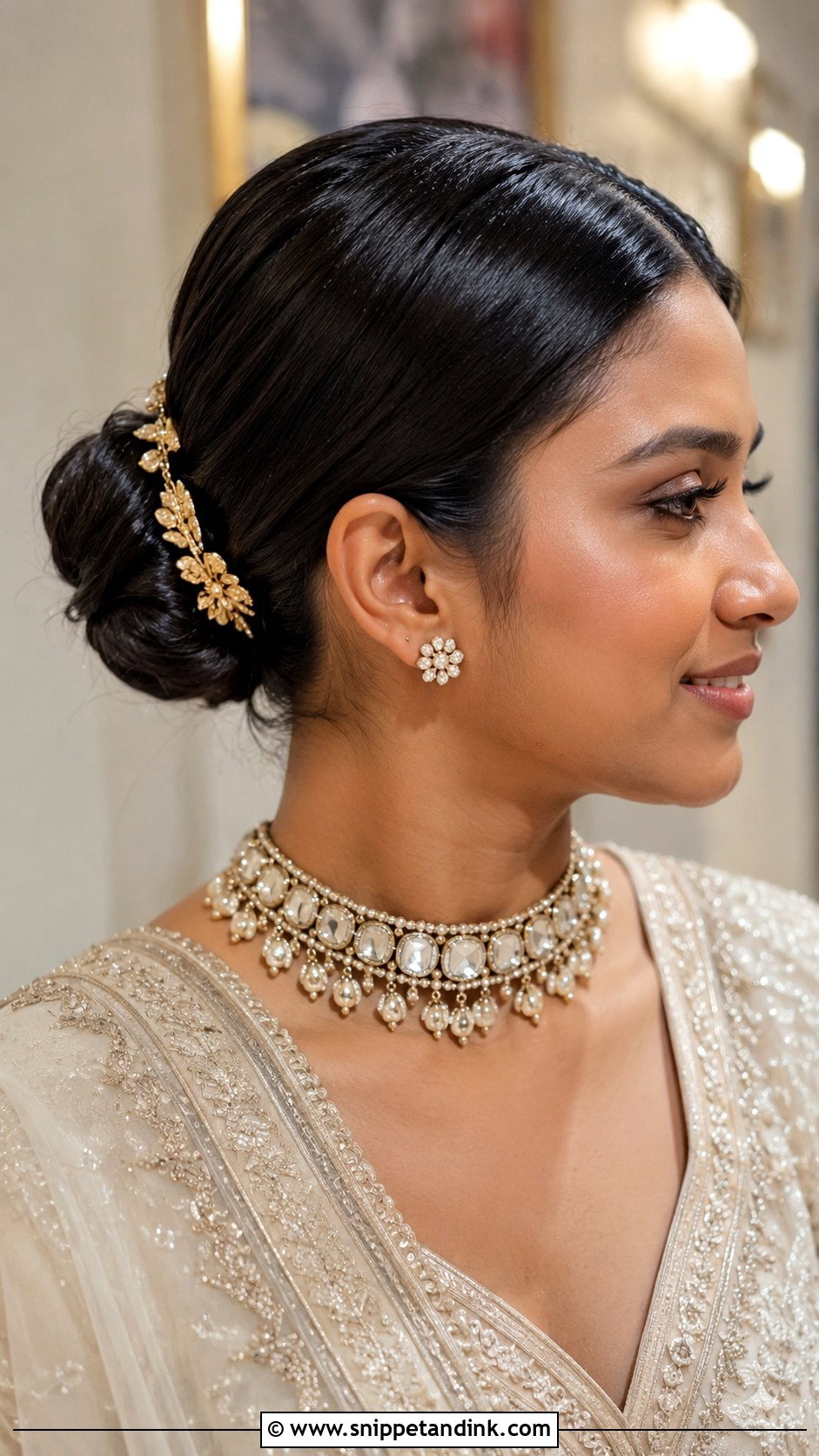 Indian Bridesmaid Sleek Bun - Snippet and Ink - 25 Indian Bridesmaid Hairstyles