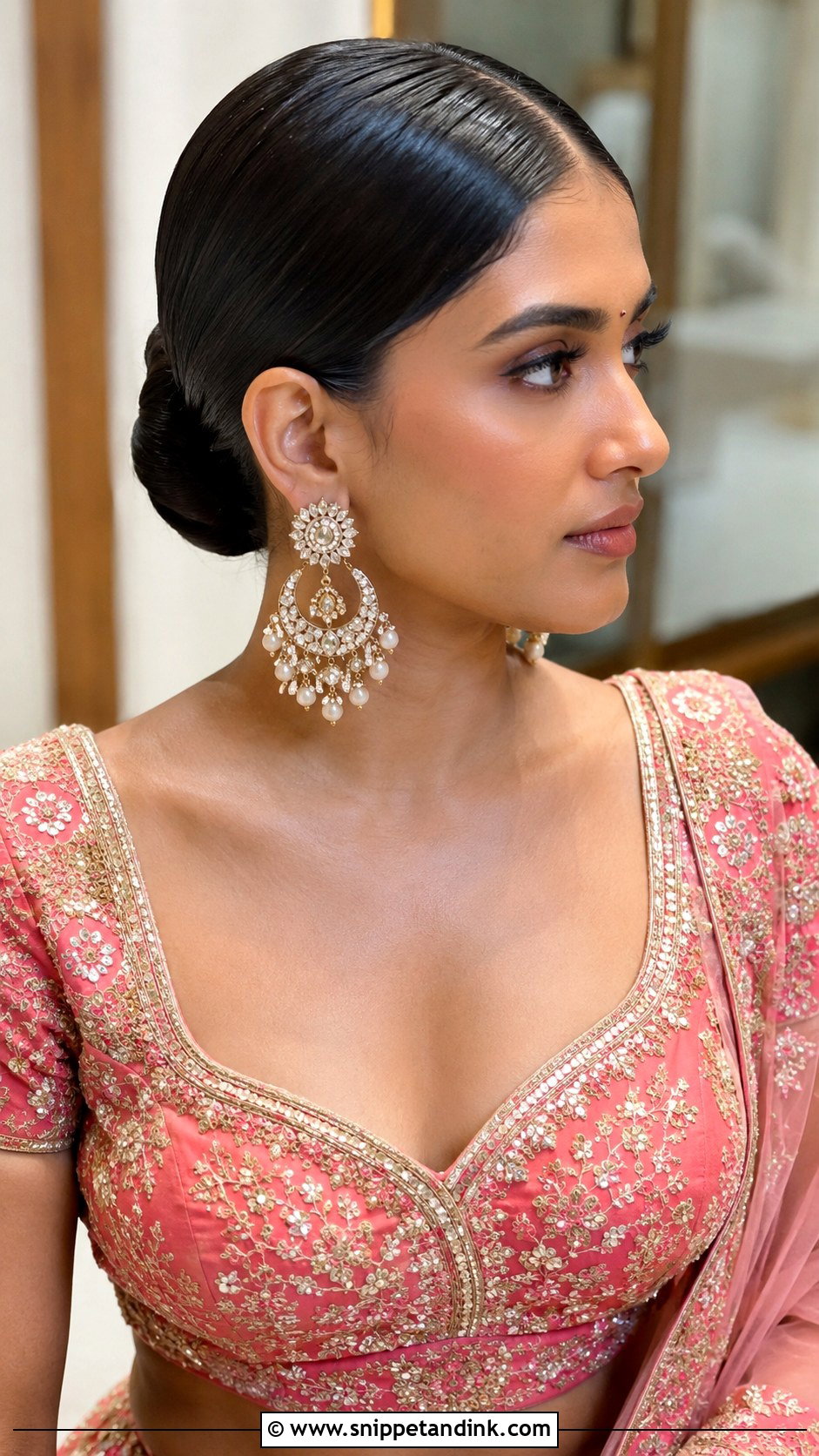 Indian Bridesmaid Sleek Bun - Snippet and Ink - 20 Indian Bridesmaids Hairstyles