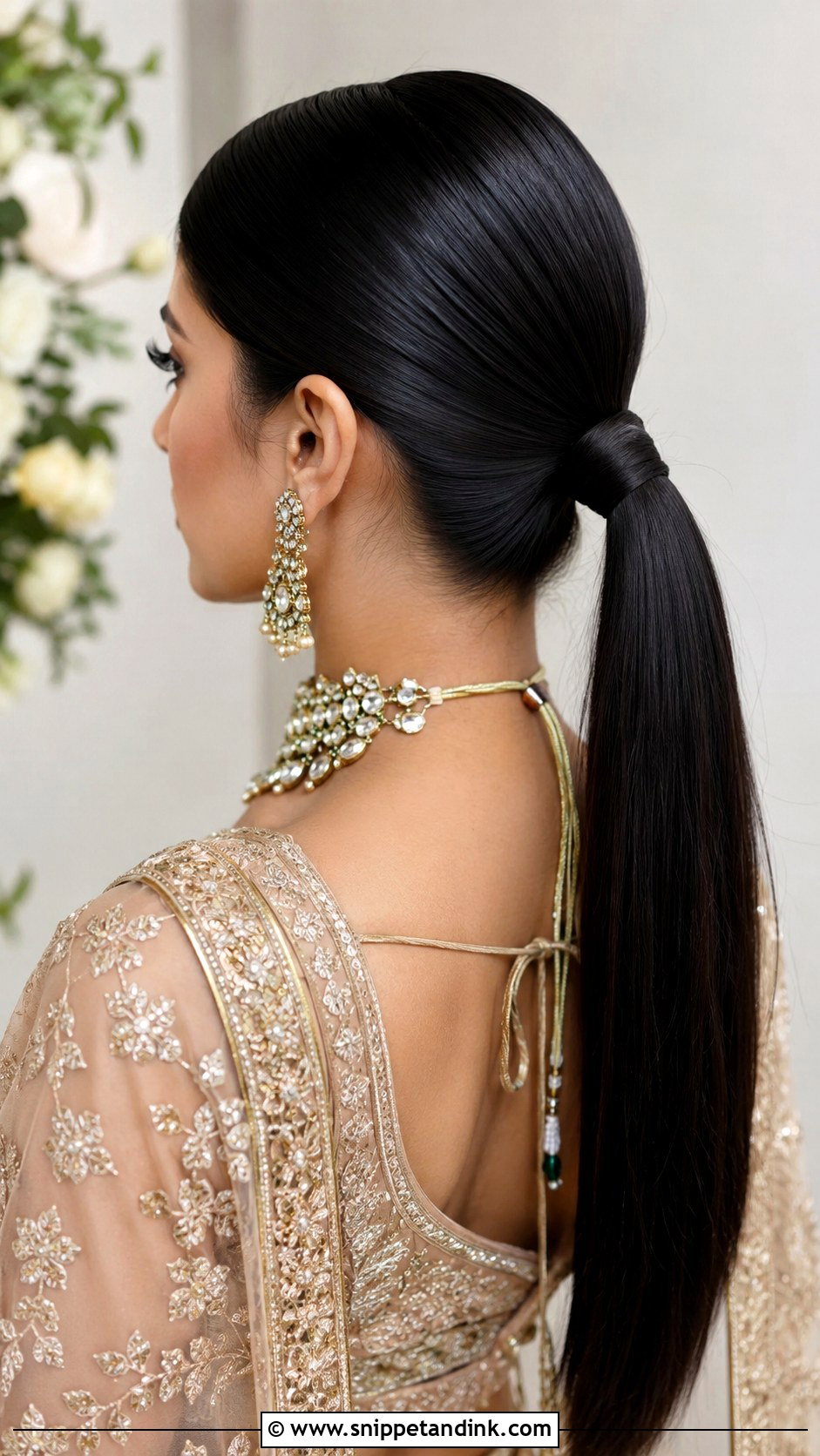 Indian Bridesmaid Sleek Ponytail - Snippet and Ink - 25 Indian Bridesmaid Hairstyles