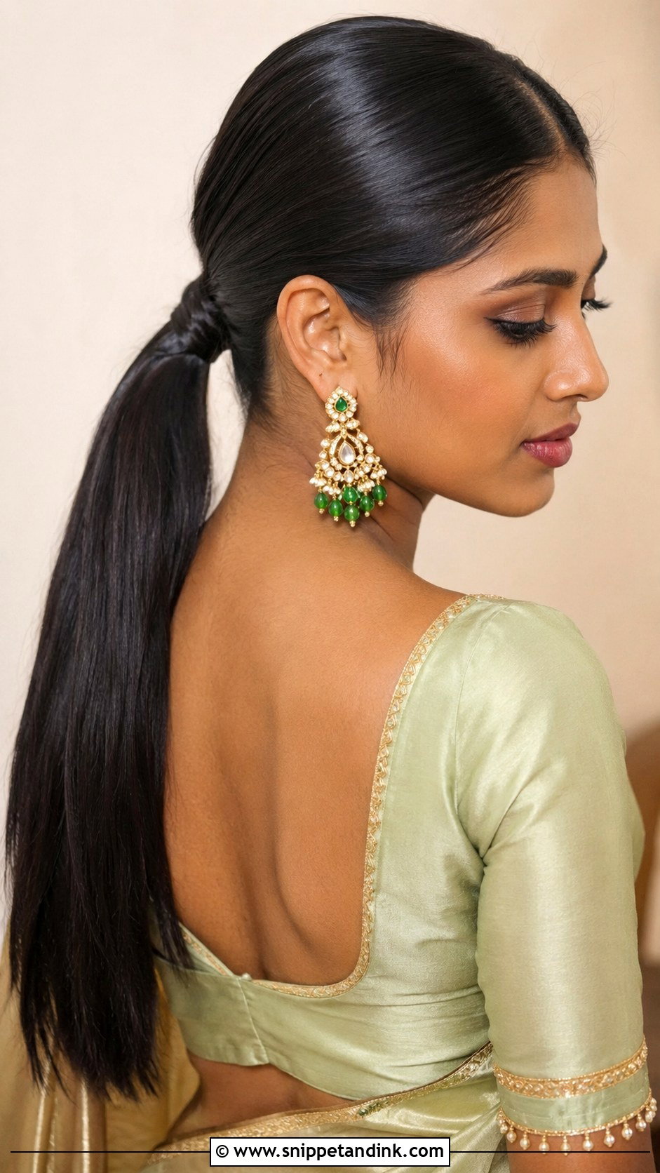 Indian Bridesmaid Sleek Ponytail - Snippet and Ink - 20 Indian Bridesmaids Hairstyles