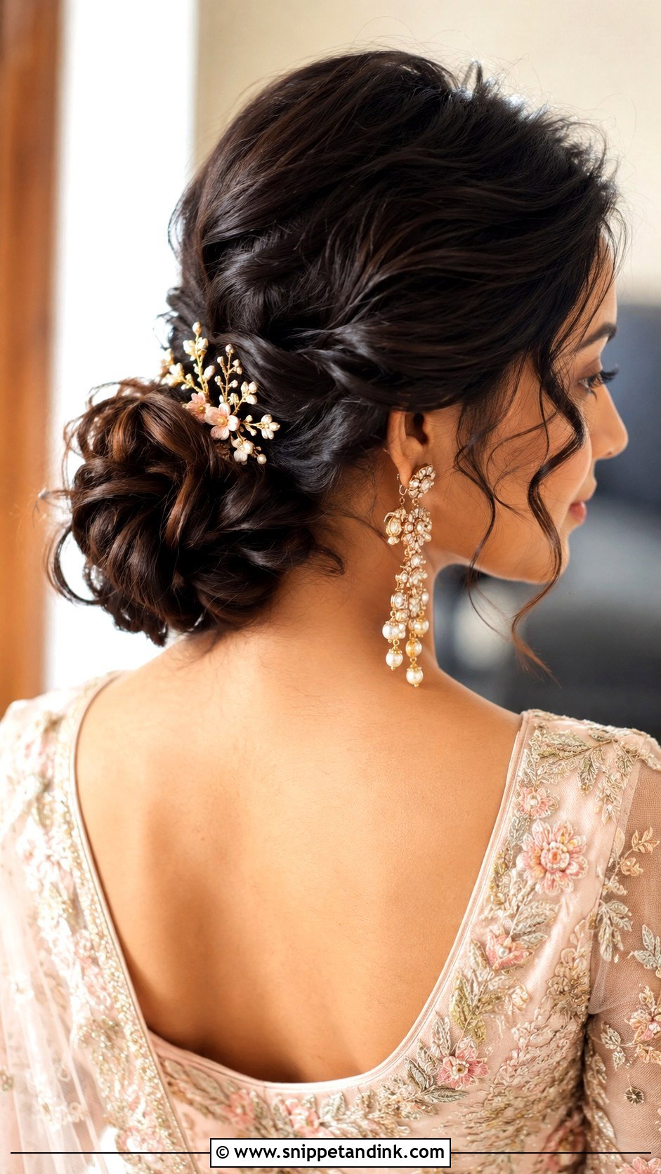 Indian Bridesmaid Textured Low Bun - Snippet and Ink - 25 Indian Hairstyles for Bridesmaids