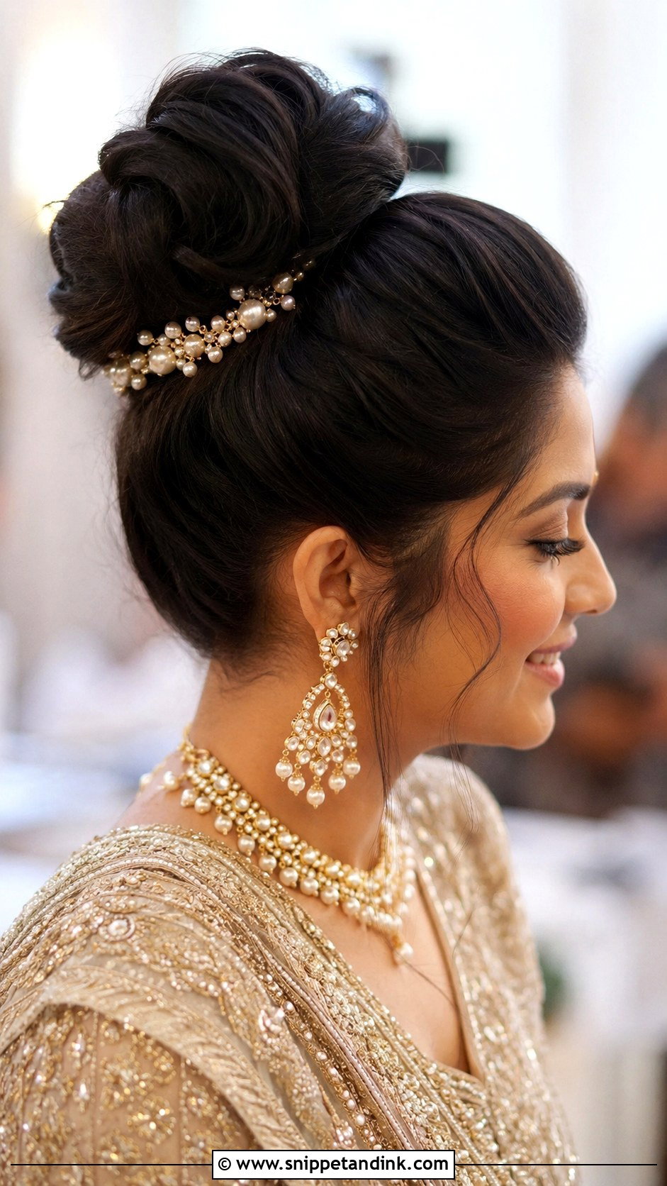 Indian Bridesmaid Voluminous High Bun - Snippet and Ink - 20 Indian Wedding Hairstyles for Long Hair Bridesmaids