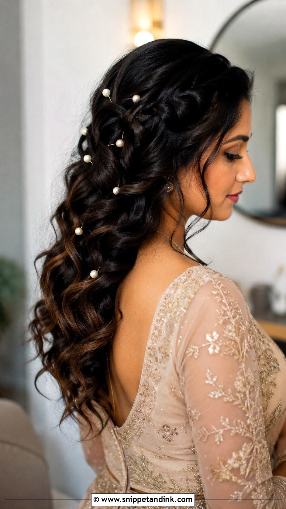 Indian Bridesmaid Waterfall Braid - Snippet and Ink - 20 Indian Bridesmaids Hairstyles