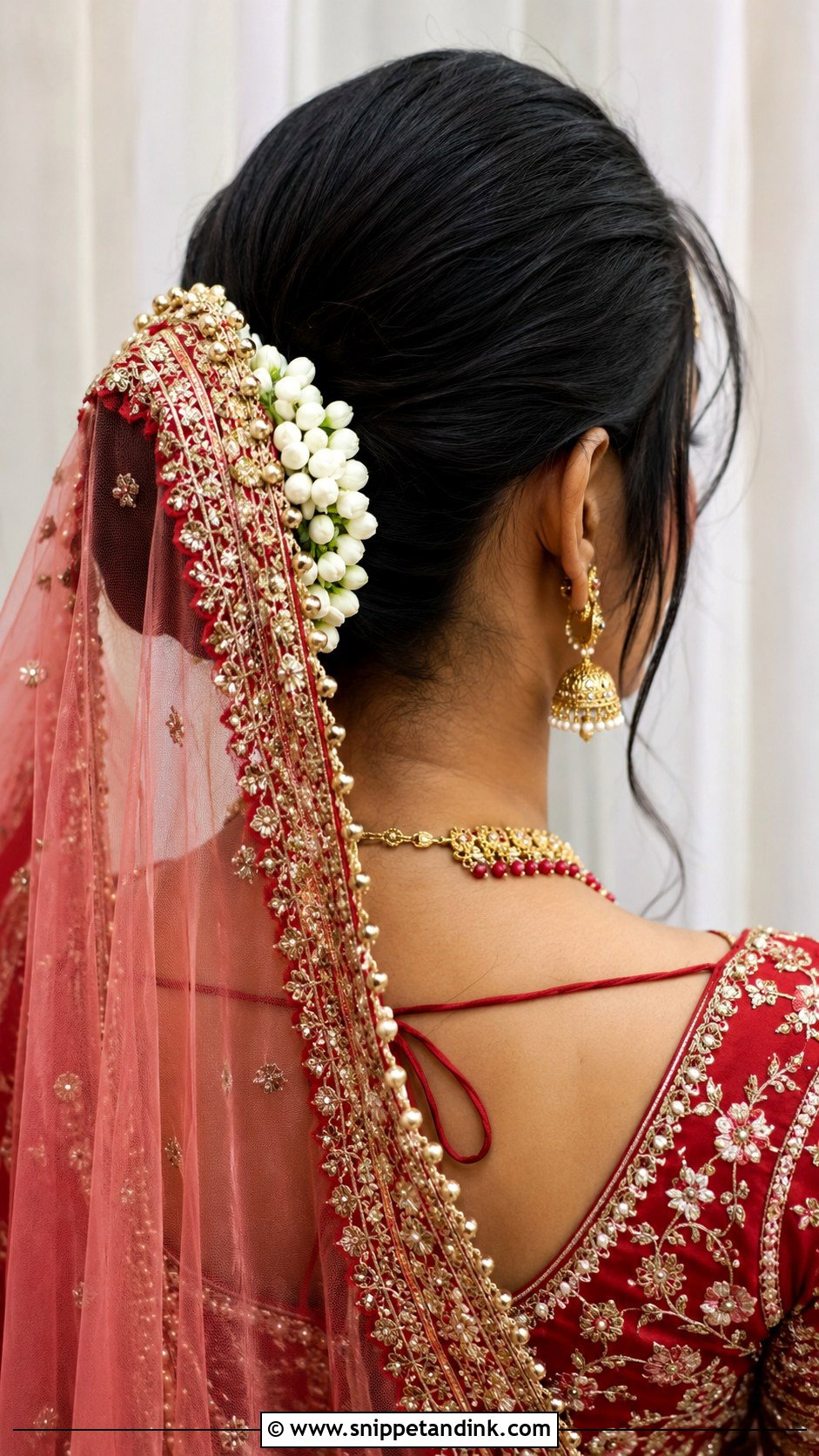 Indian Bun With Dupatta - Snippet and Ink - 20 Indian Hair Bun for Wedding Ideas