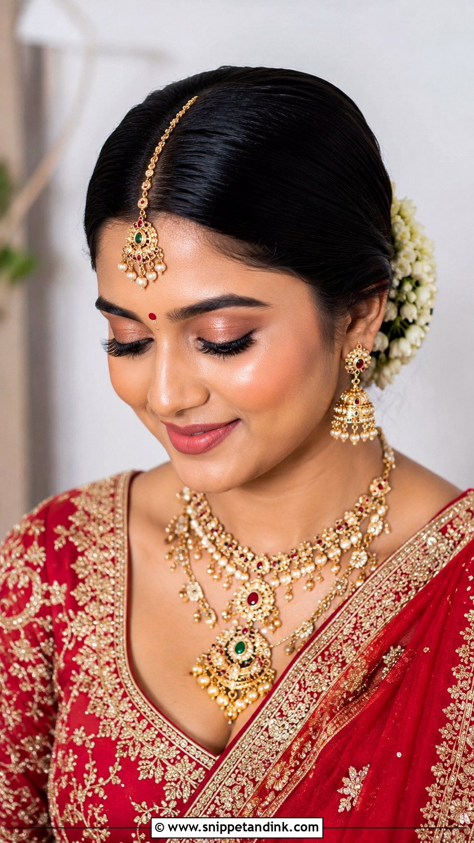 Indian Bun With Maang Tikka - Snippet and Ink - 20 Indian Hair Bun for Wedding Ideas