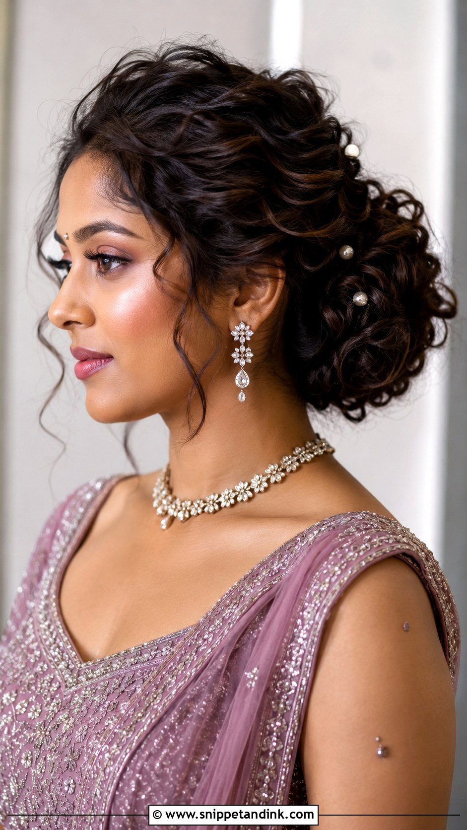 Indian Curly Bun For Wedding - Snippet and Ink - 20 Indian Hair Bun for Wedding Ideas