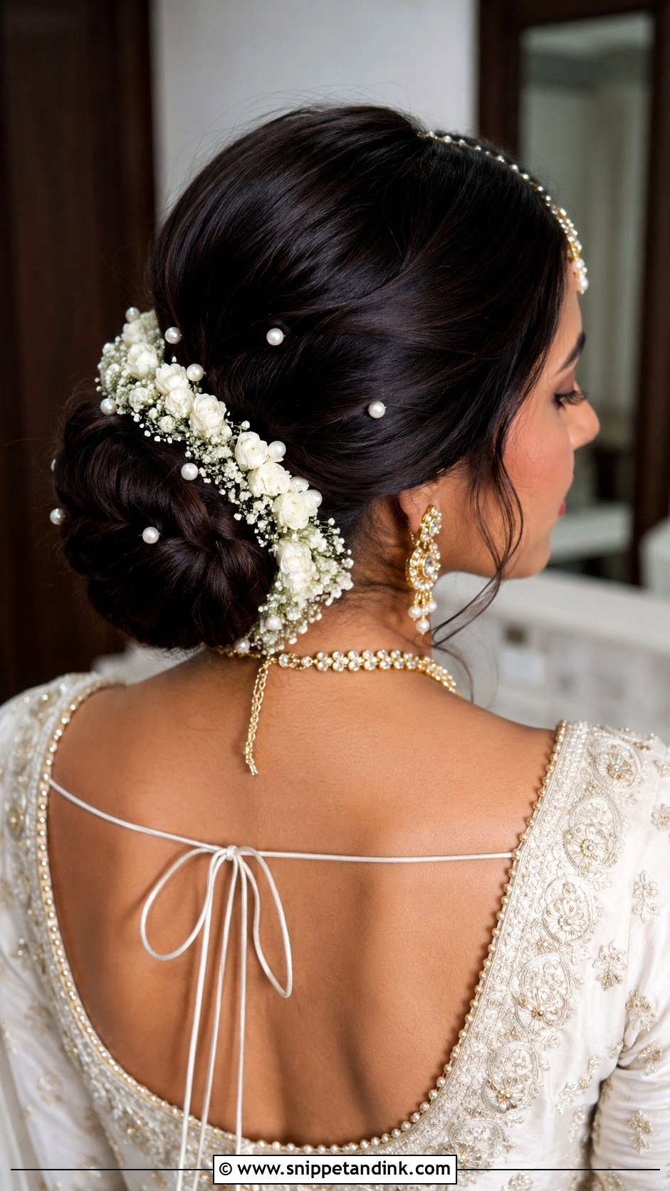Indian Engagement Bridal Bun - Snippet and Ink - 20 Hair Styles for Indian Engagement Brides