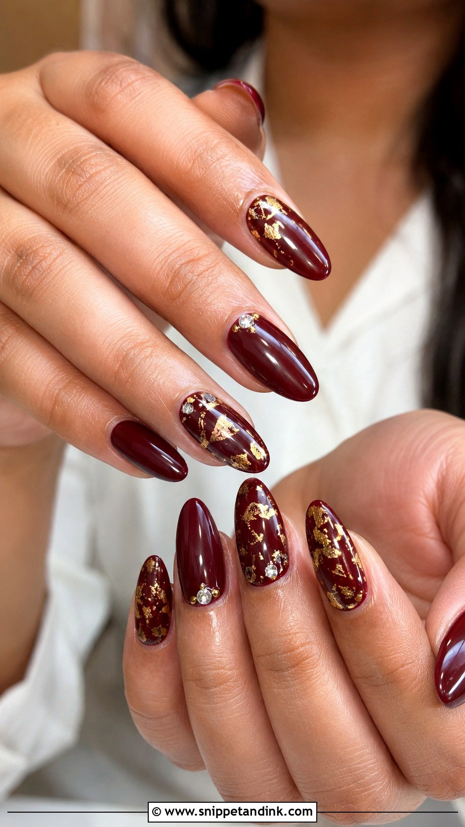 Indian Engagement Burgundy Nails - Snippet and Ink - 20 Indian Engagement Nails
