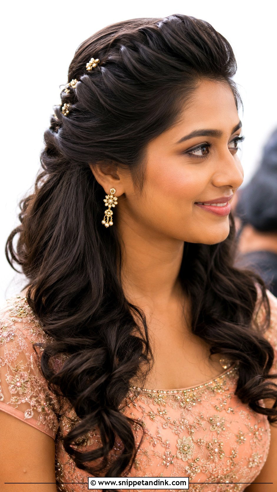 Indian Engagement Front Puff Hairstyle - Snippet and Ink - 20 Hair Styles for Indian Engagement Brides
