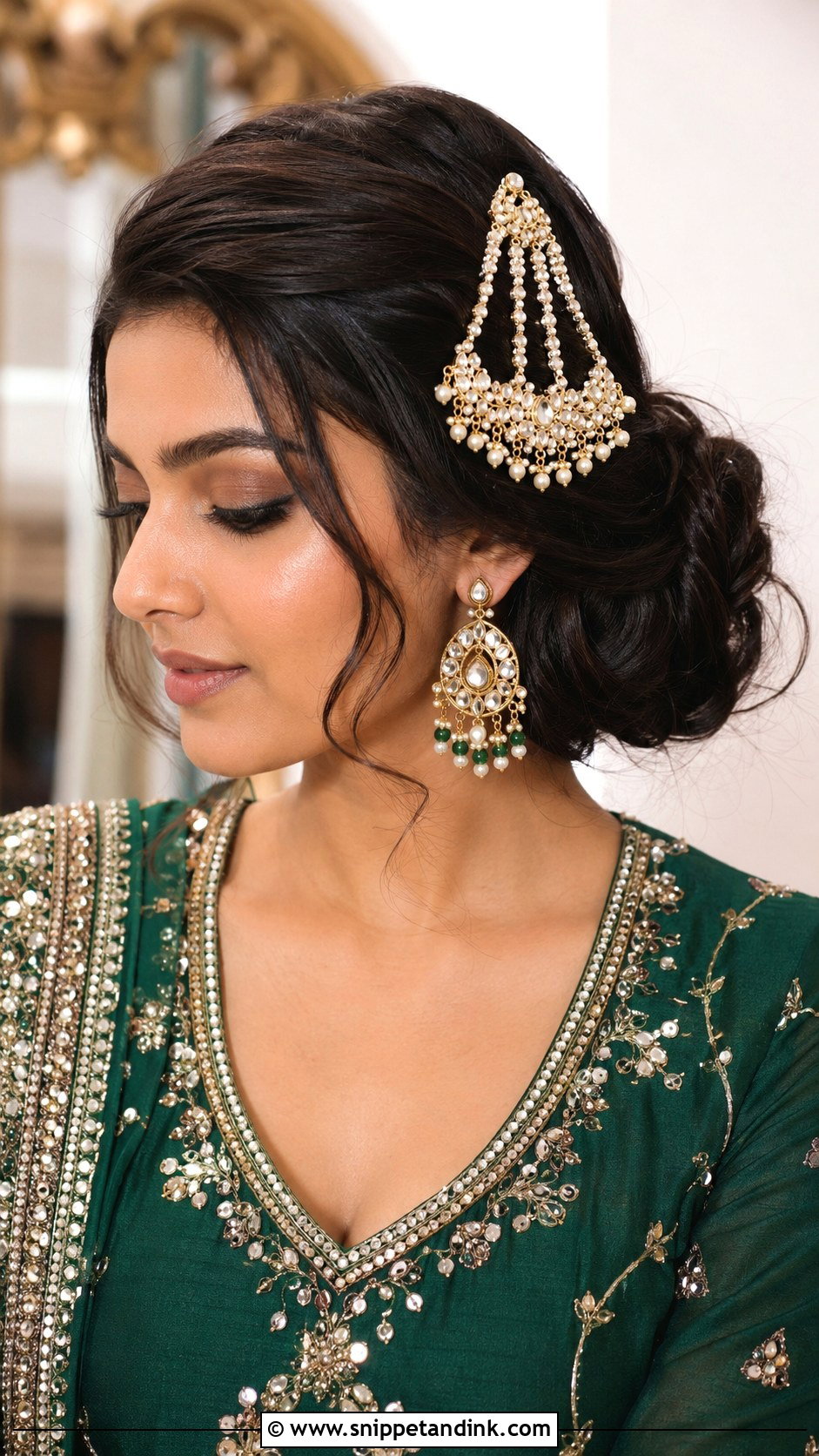 Indian Engagement Hairstyle With Jhoomar - Snippet and Ink - 15 Indian Front Look Engagement Hairstyles