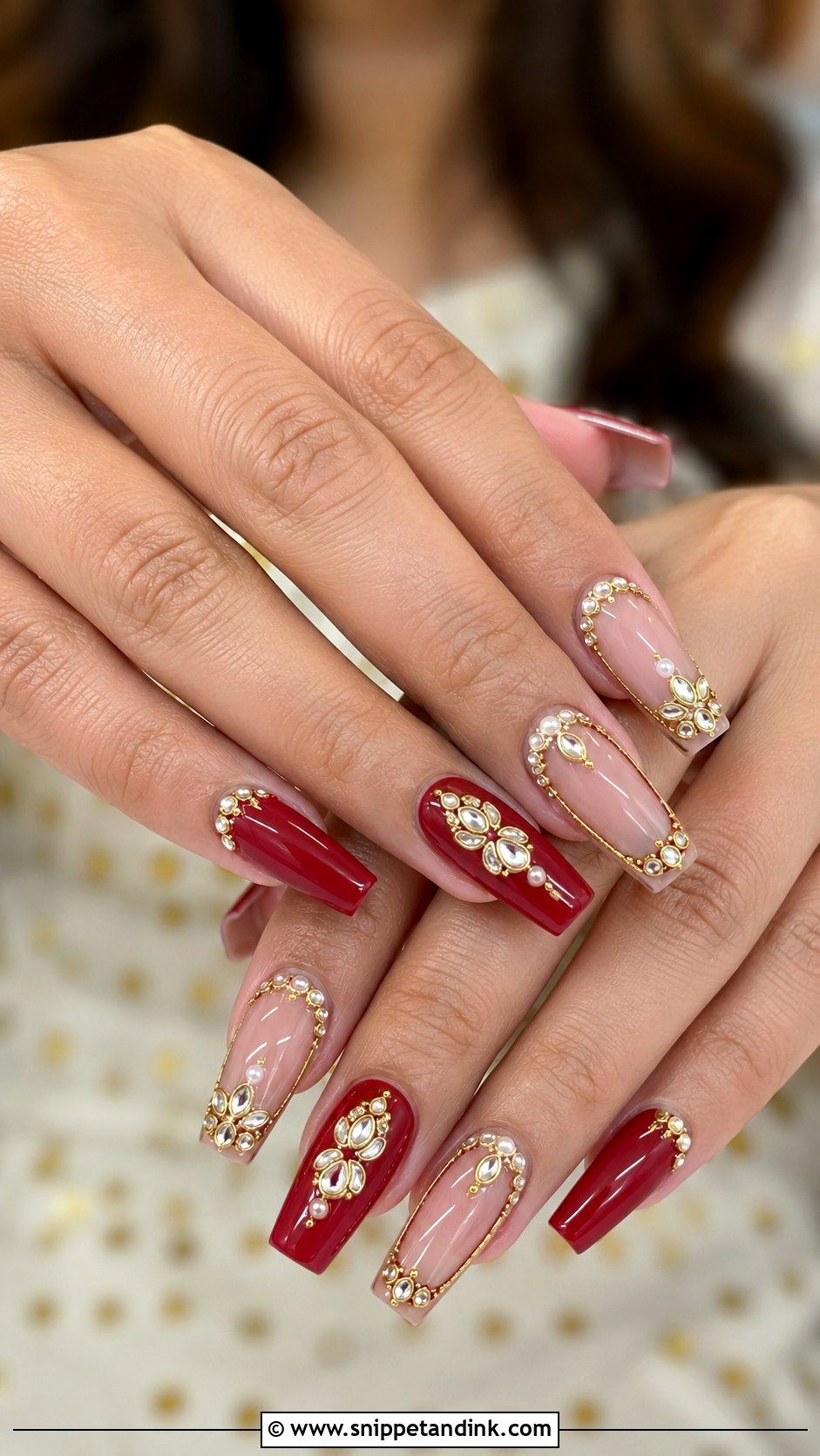 Indian Engagement Kundan Nails - Snippet and Ink - 20 Indian Engagement Nails