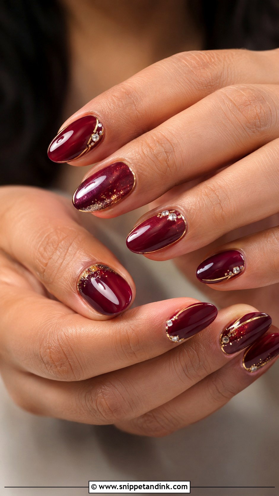 Indian Engagement Maroon Nails - Snippet and Ink - 20 Indian Engagement Nails