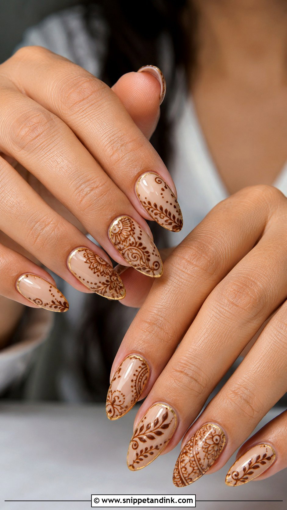 Indian Engagement Mehndi Nails - Snippet and Ink - 20 Indian Engagement Nails