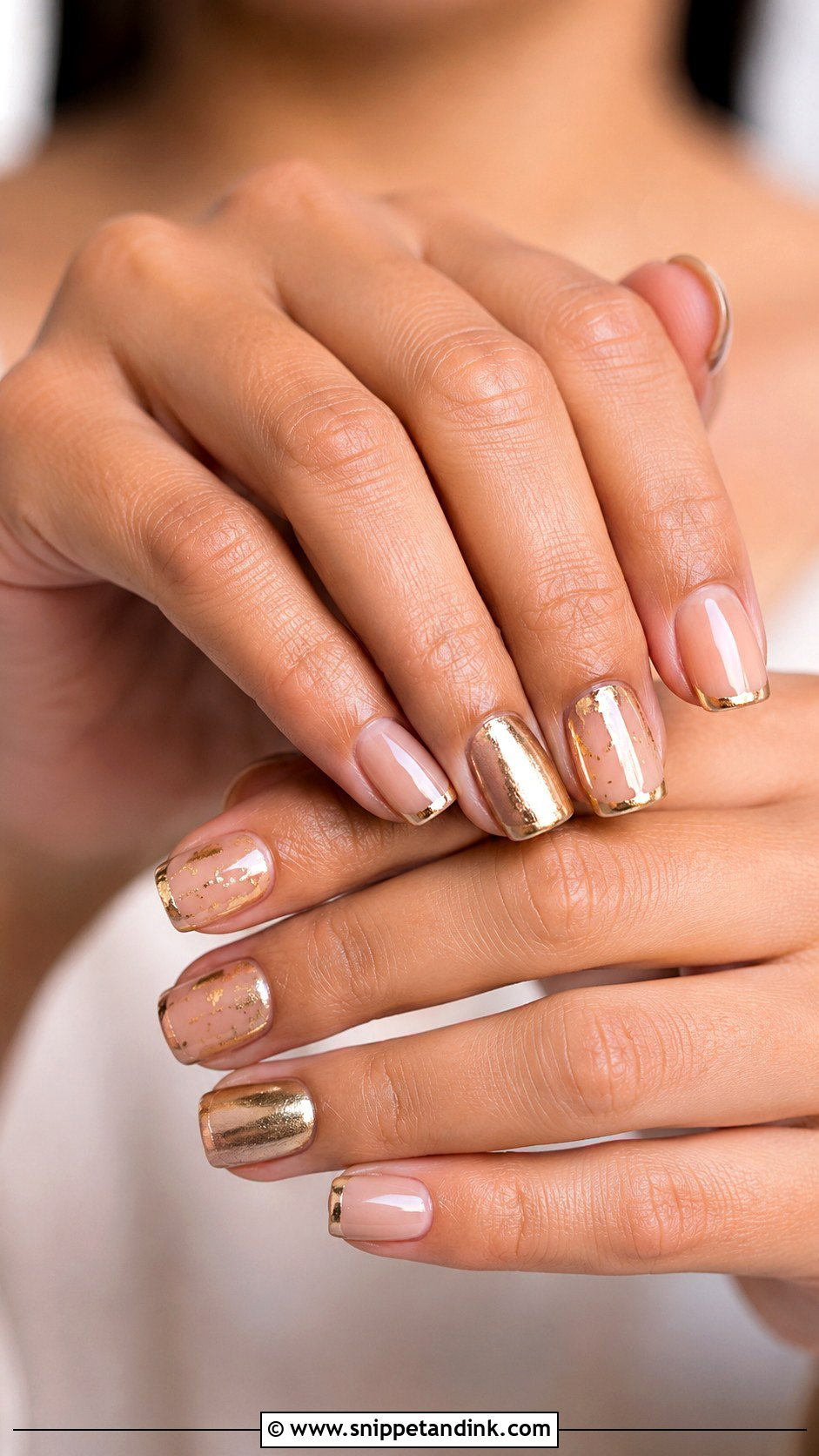 Indian Engagement Nude Gold Nails - Snippet and Ink - 20 Indian Engagement Nails