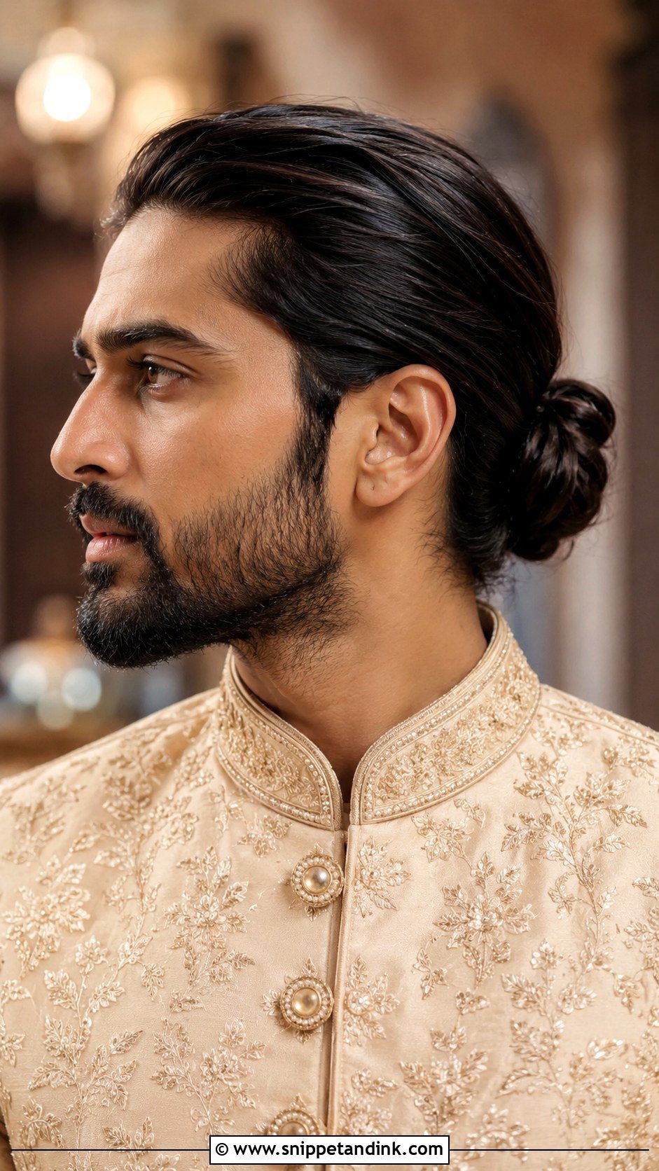 Indian Groom Long Hair Bun - Snippet and Ink - 15 Indian Groom Hairstyle Ideas