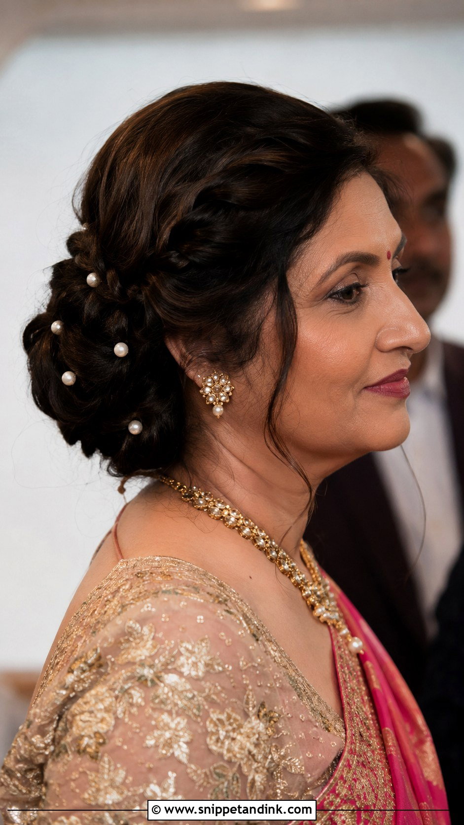 Indian Groom Mom Braided Bun - Snippet and Ink - 15 Indian Groom Mom Hairstyles