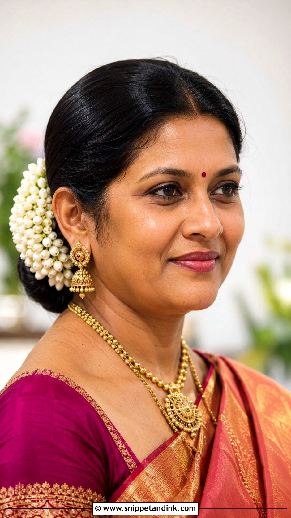 Indian Groom Mom Gajra Bun - Snippet and Ink - 15 Indian Groom Mom Hairstyles