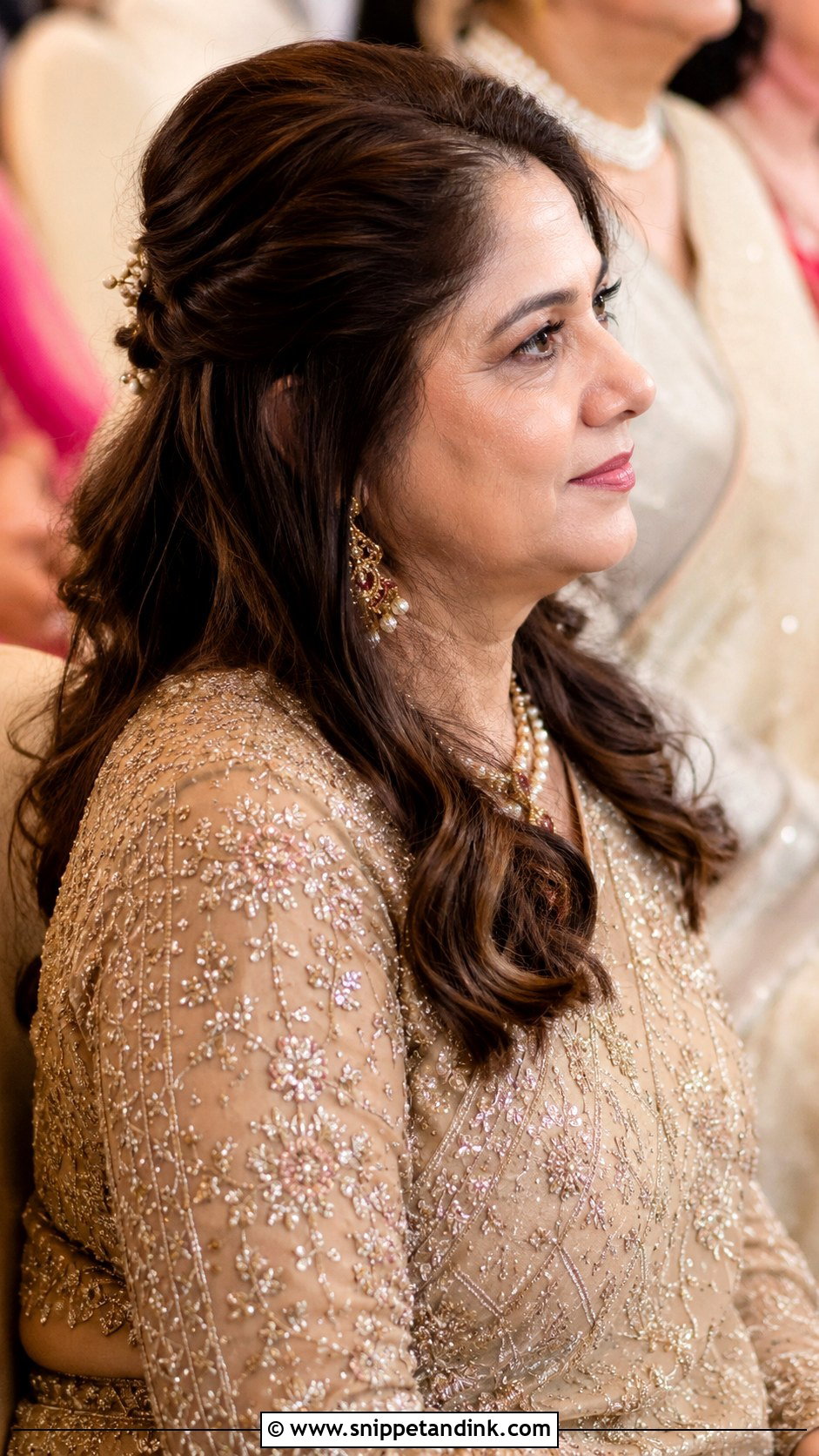 Indian Groom Mom Half Up Hairstyle - Snippet and Ink - 15 Indian Groom Mom Hairstyles