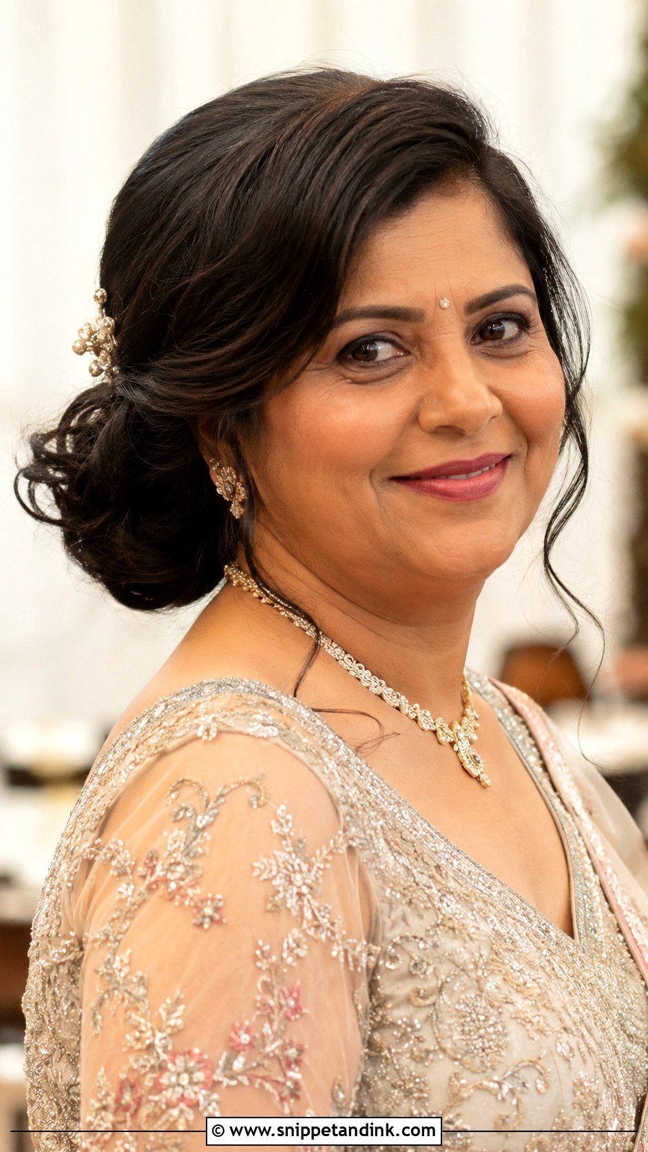 Indian Groom Mom Side Bun - Snippet and Ink - 15 Indian Groom Mom Hairstyles