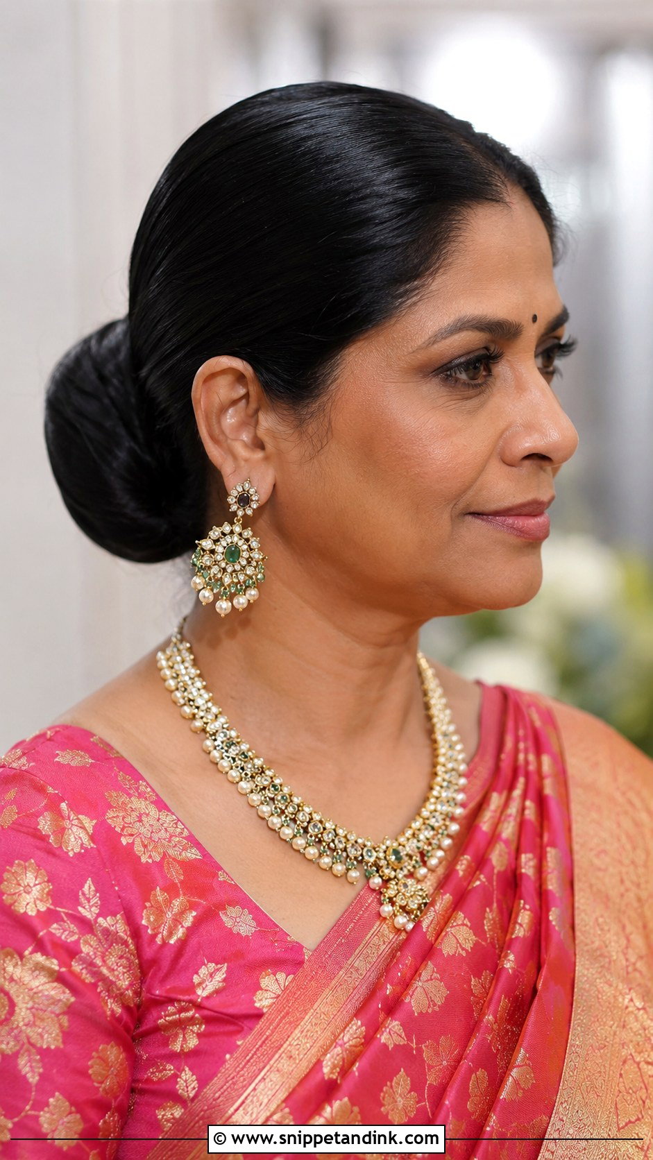 Indian Groom Mom Sleek Bun - Snippet and Ink - 15 Indian Groom Mom Hairstyles