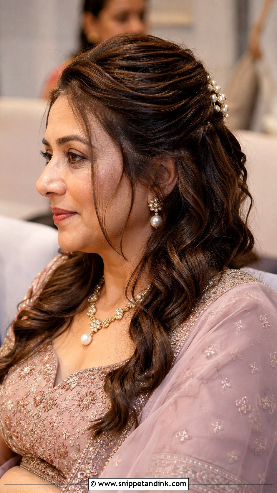 Indian Groom Mother Half Up Hairstyle - Snippet and Ink - 15 Indian Groom Mother Hairstyle Ideas