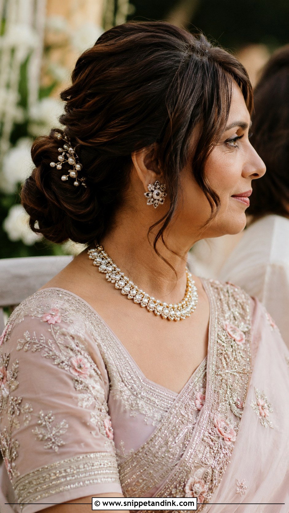 Indian Groom Mother Textured Bun - Snippet and Ink - 15 Indian Groom Mother Hairstyle Ideas
