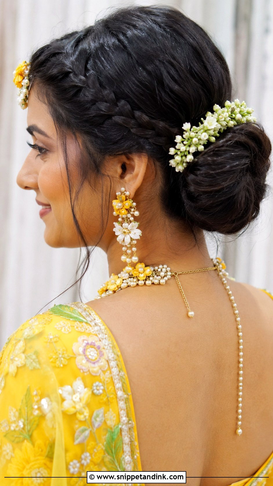 Indian Low Bun With Braids - Snippet and Ink - 15 Indian Low Bun Wedding Hair Ideas