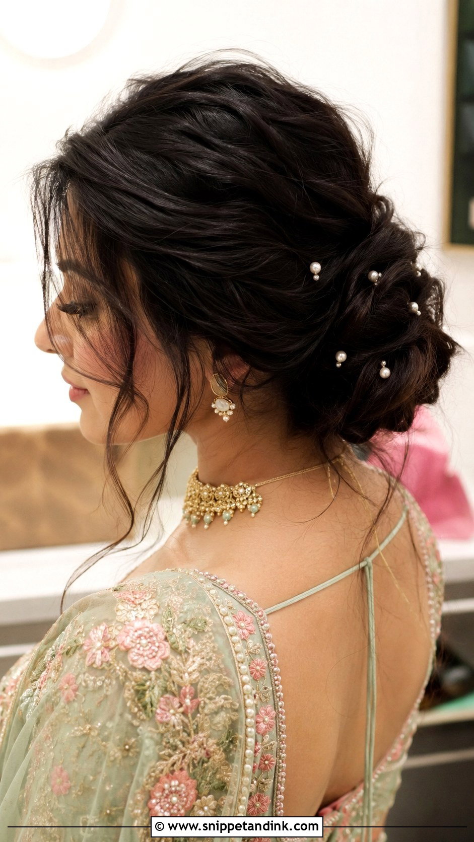 Indian Messy Bun For Wedding - Snippet and Ink - 20 Indian Hair Bun for Wedding Ideas