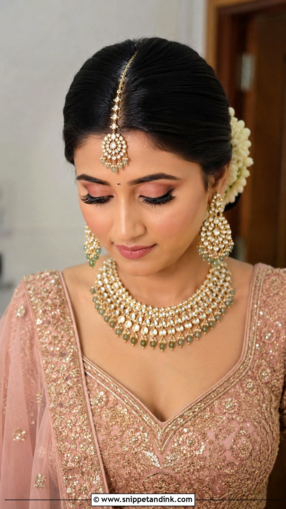 Indian Mother Bun With Maang Tikka - Snippet and Ink - 20 Indian Mother Hairstyles for Wedding