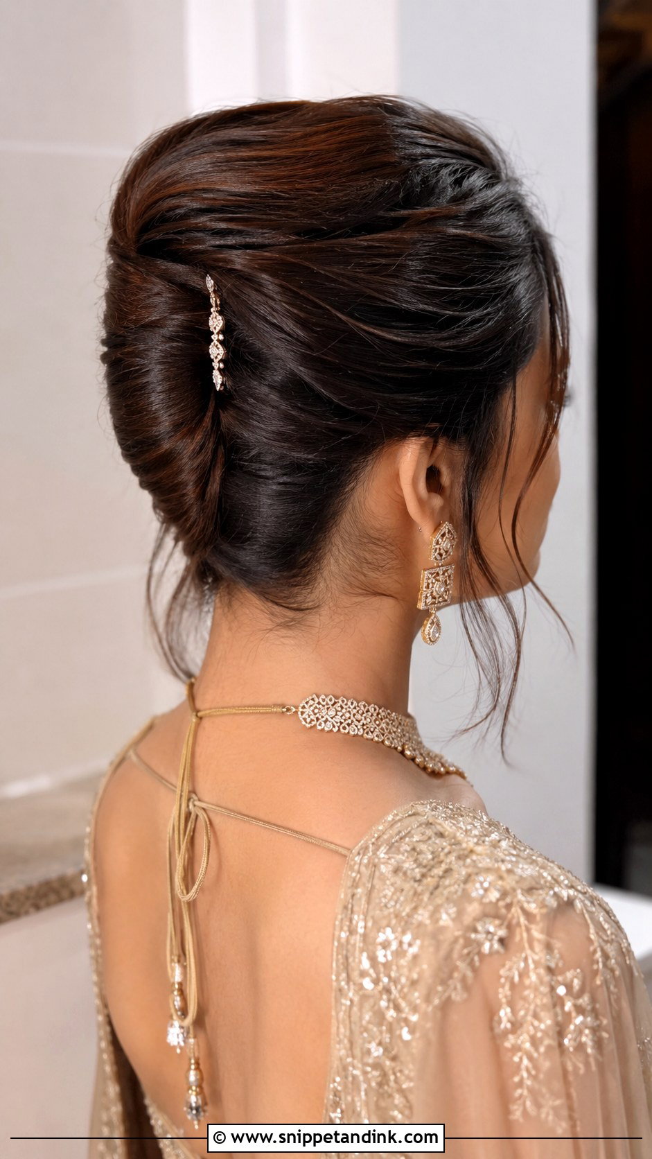 Indian Mother French Twist Bun - Snippet and Ink - 20 Indian Mother Hairstyles for Wedding