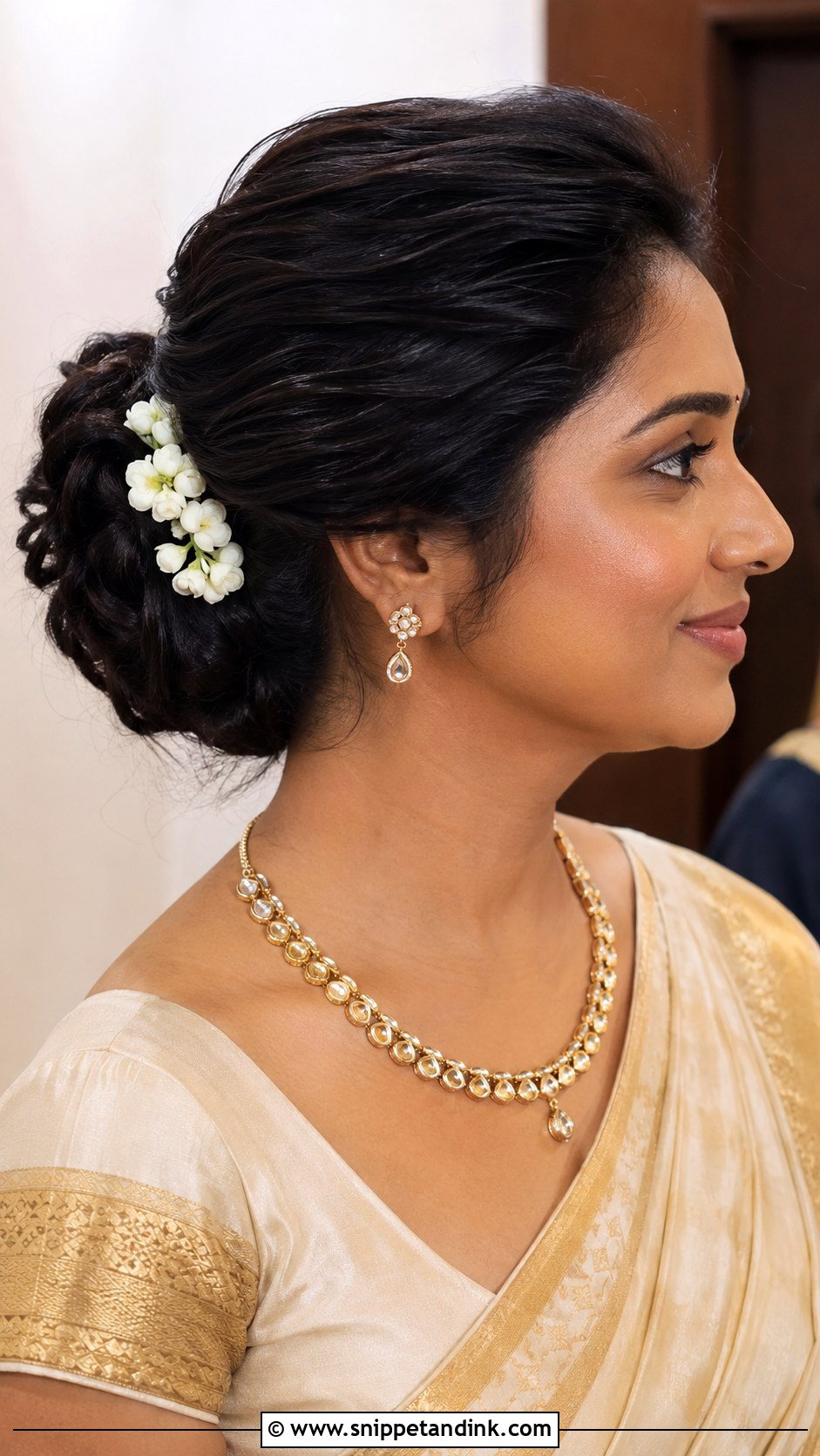 Indian Mother Low Bun With Puff - Snippet and Ink - 20 Indian Mother Hairstyles for Wedding