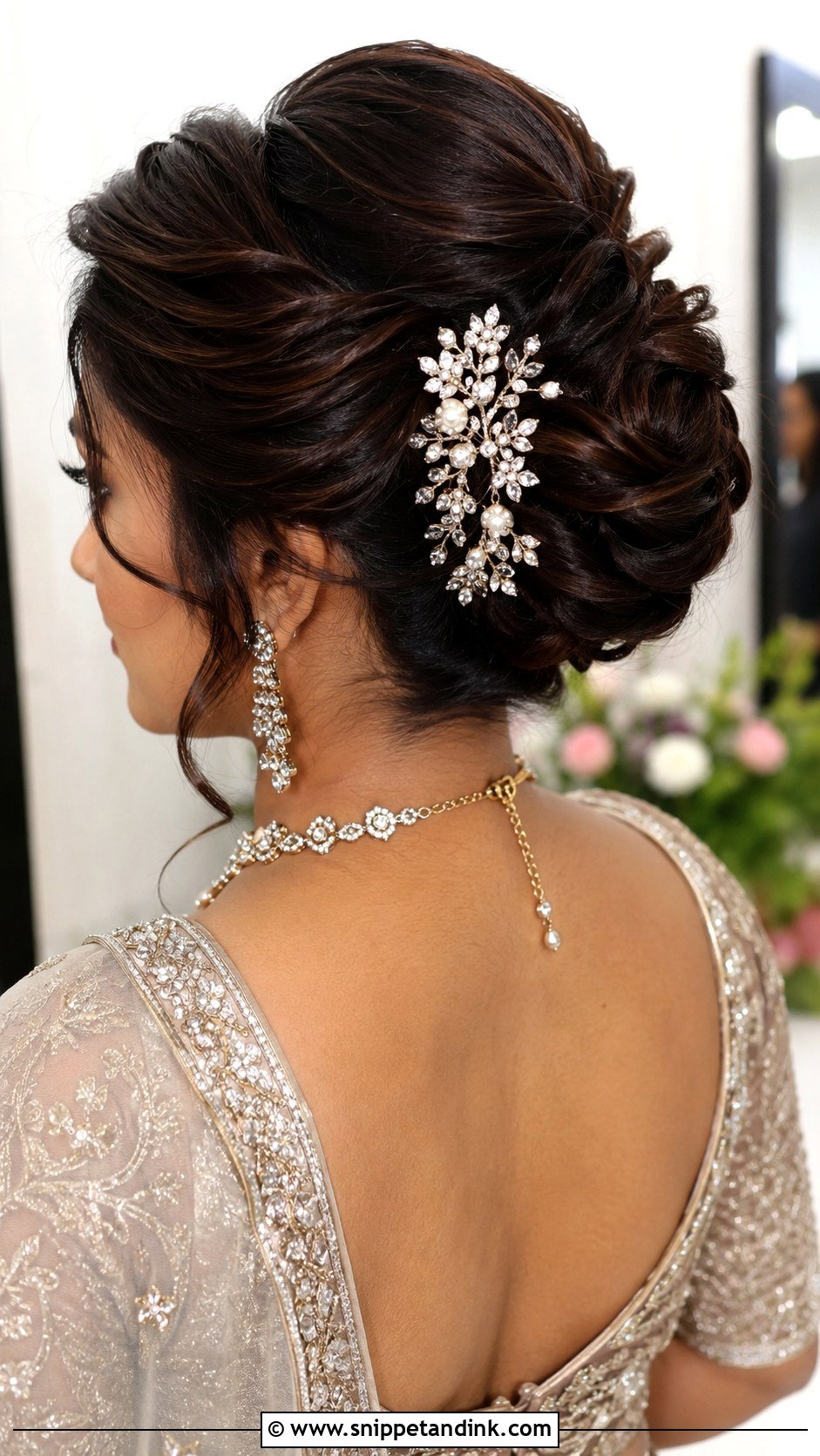 Indian Mother Reception Bun - Snippet and Ink - 20 Indian Mother Hairstyles for Wedding