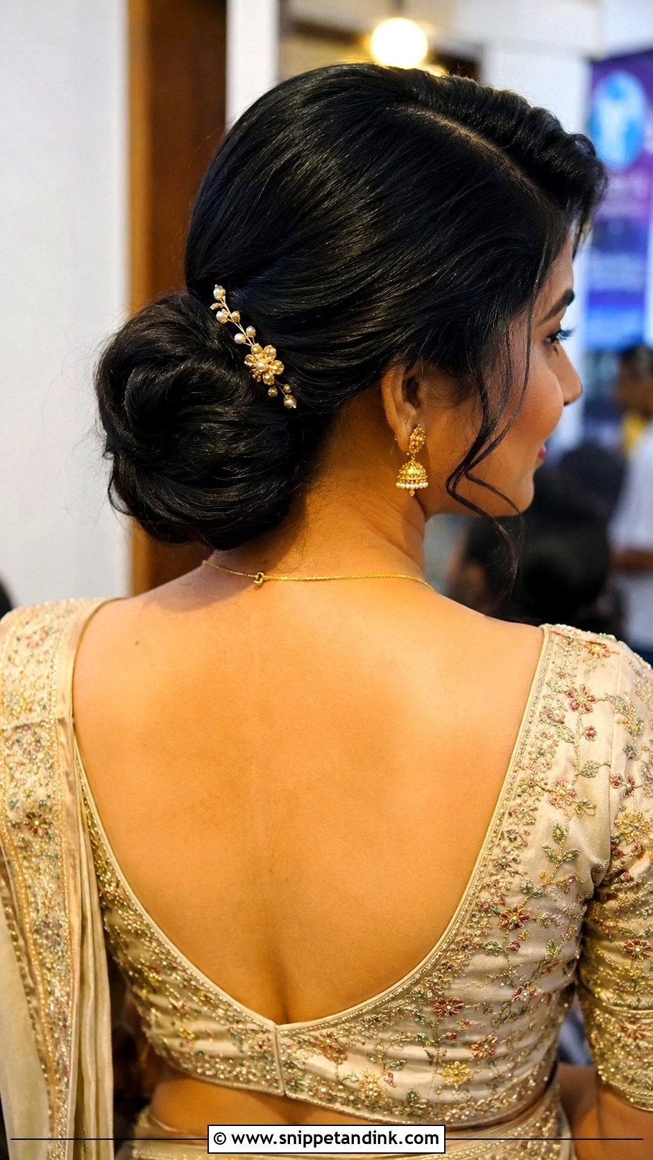Indian Mother Side Part Bun - Snippet and Ink - 20 Indian Mother Hairstyles for Wedding