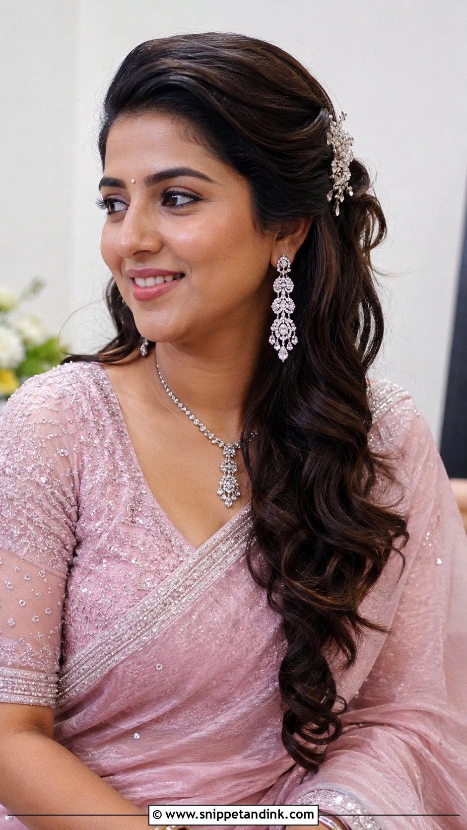 Indian Mother Side Swept Curls - Snippet and Ink - 20 Indian Mother Hairstyles for Wedding