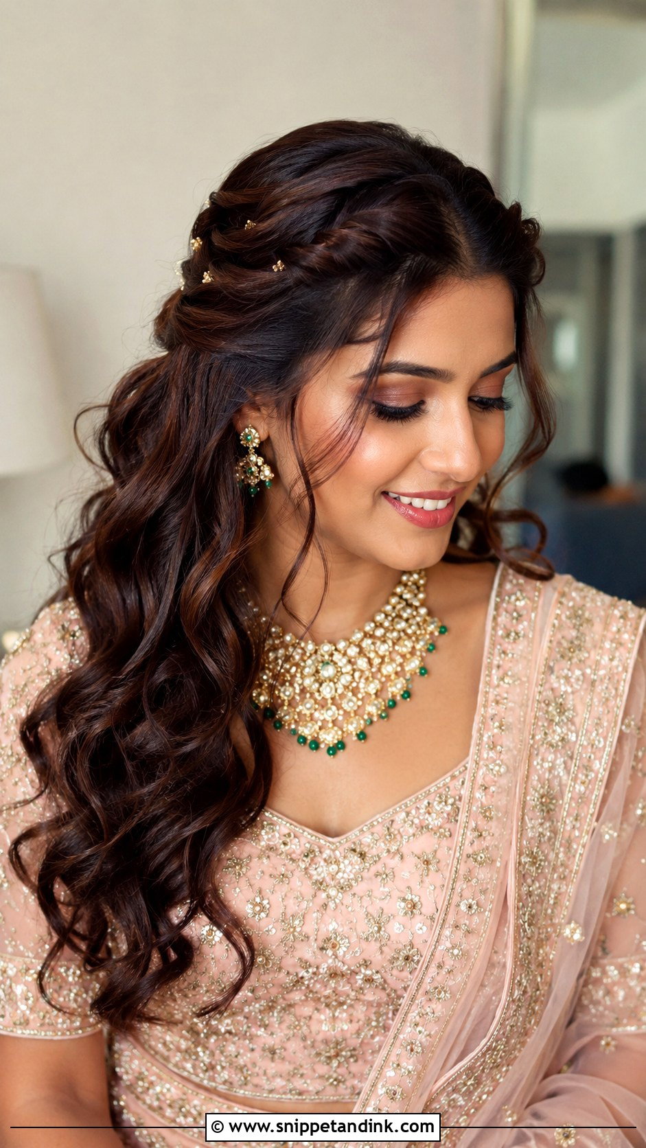 Indian Open Bridal Hairstyle With Front Twists - Snippet and Ink - 15 Indian Open Bridal Hairstyle Ideas