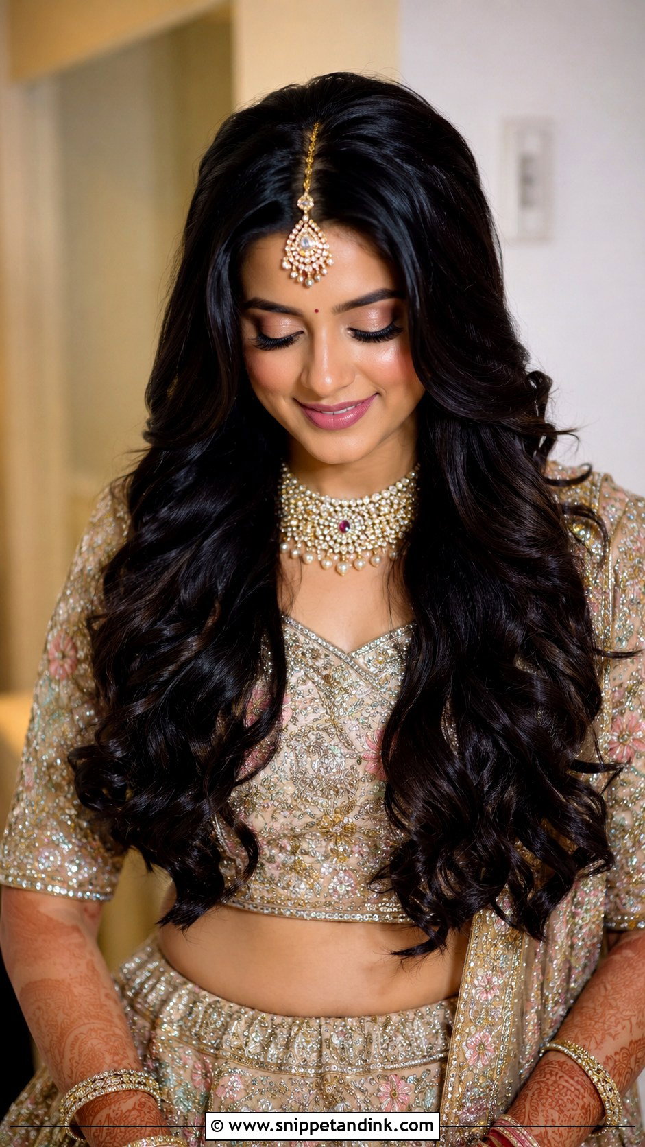 Indian Open Bridal Hairstyle With Soft Curls - Snippet and Ink - 15 Indian Open Bridal Hairstyle Ideas