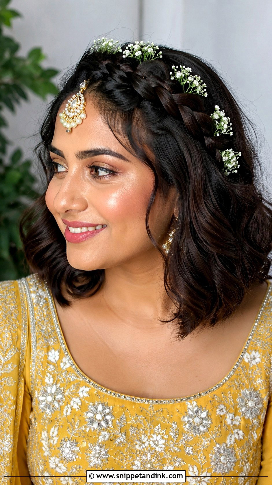 Indian Short Hair Bridal Crown Braid - Snippet and Ink - 20 Indian Short Hair Bridal Hairstyles