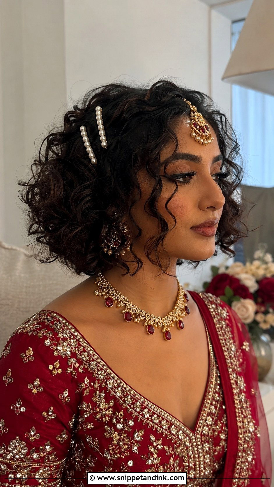 Indian Short Hair Bridal Curly Bob - Snippet and Ink - 20 Indian Short Hair Bridal Hairstyles