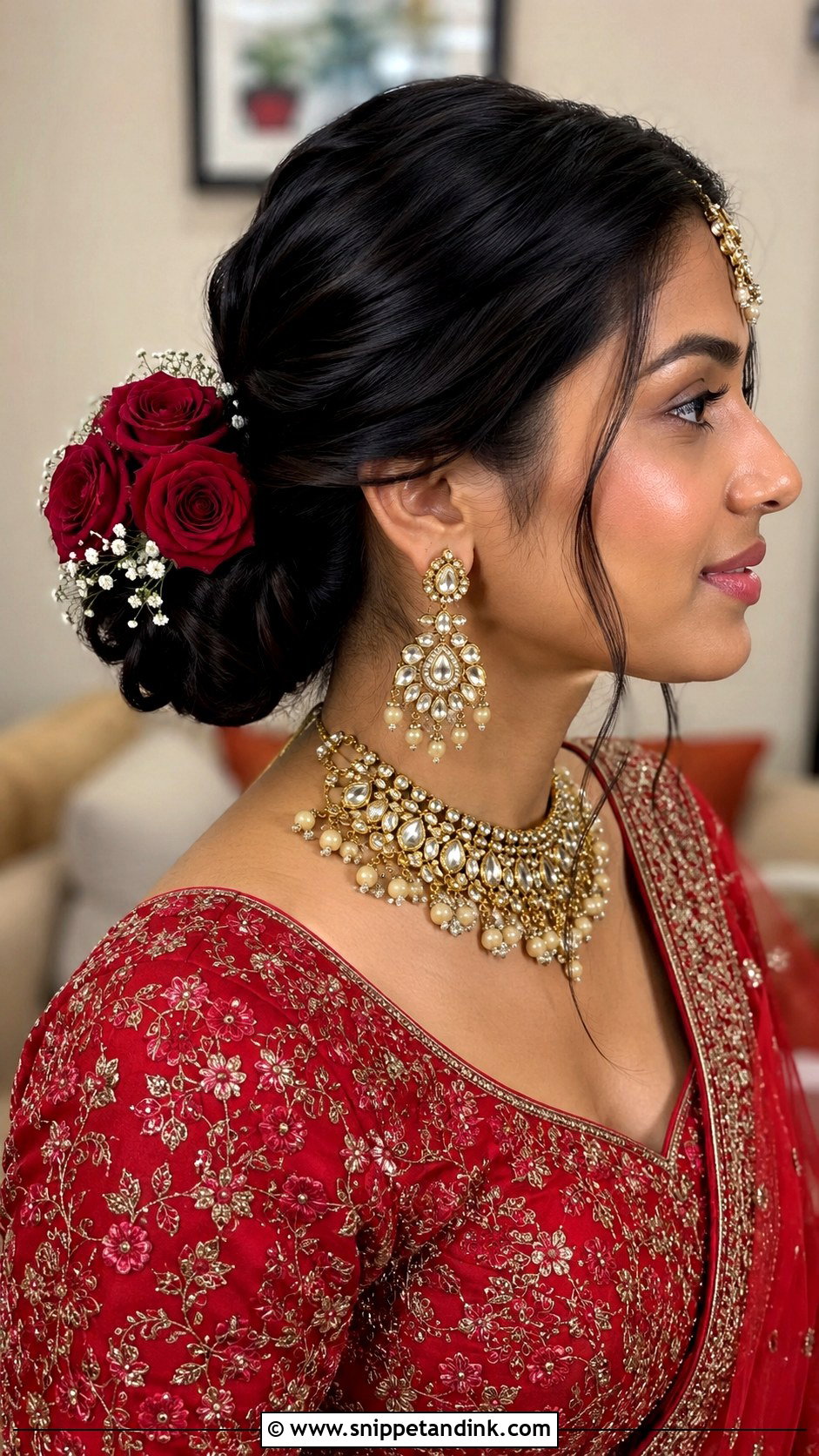 Indian Short Hair Bridal Faux Bun - Snippet and Ink - 20 Indian Short Hair Bridal Hairstyles