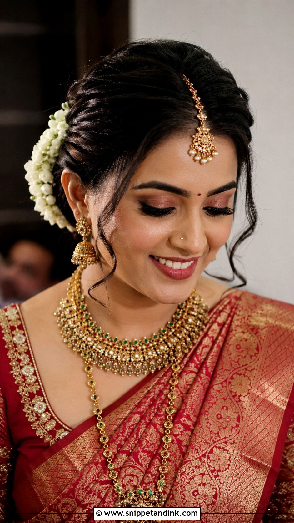 Indian Short Hair Bridal Low Bun - Snippet and Ink - 20 Indian Short Hair Bridal Hairstyles