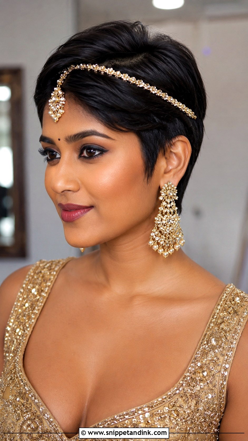 Indian Short Hair Bridal Pixie With Hair Jewelry - Snippet and Ink - 20 Indian Short Hair Bridal Hairstyles