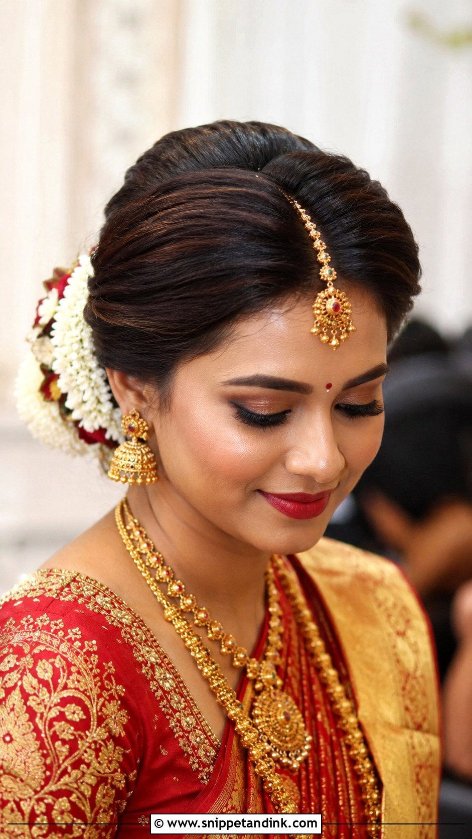 Indian Short Hair Bridal Puff Bun - Snippet and Ink - 20 Indian Short Hair Bridal Hairstyles
