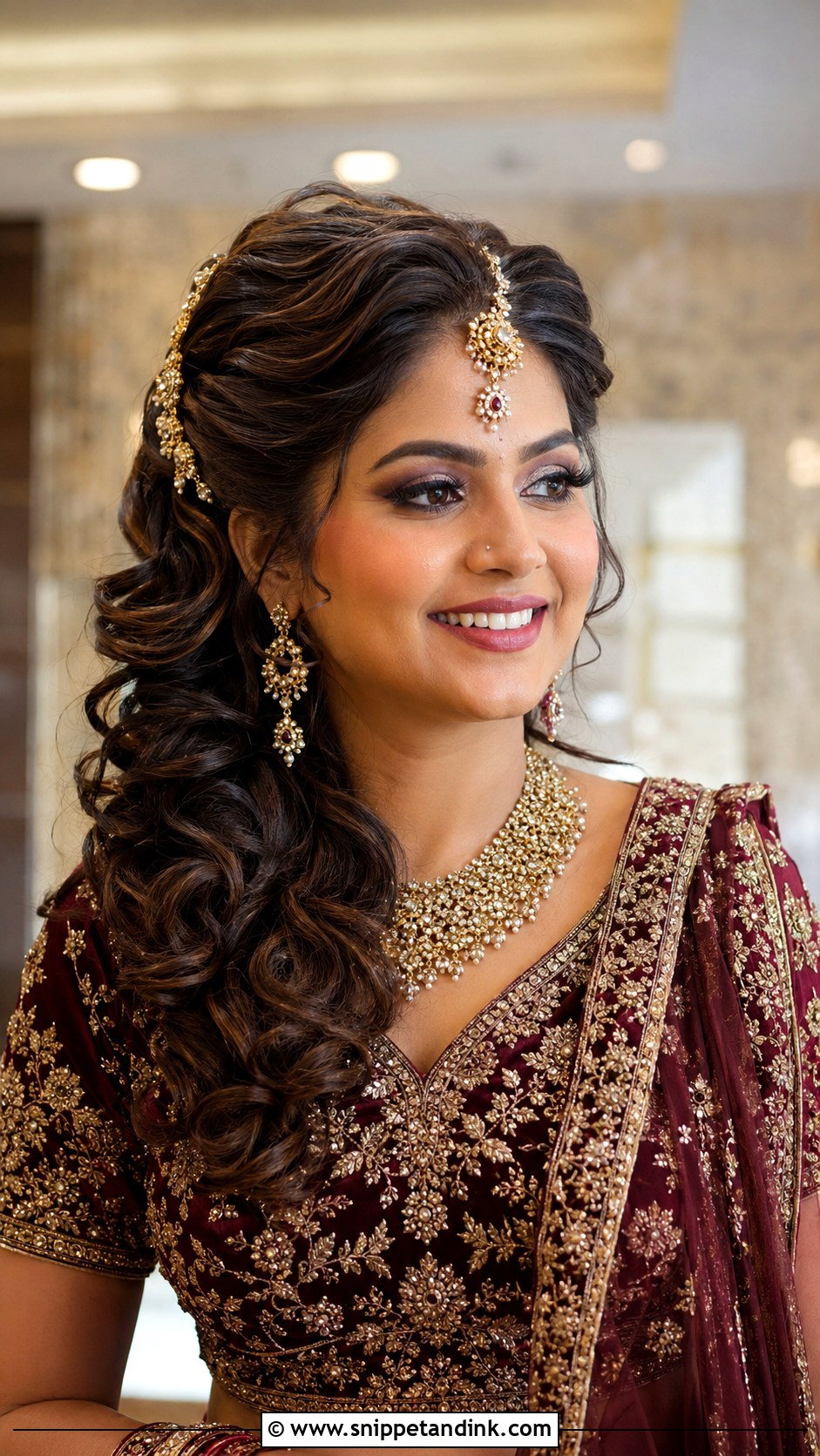 Indian Short Hair Bridal Side Swept Curls - Snippet and Ink - 20 Indian Short Hair Bridal Hairstyles