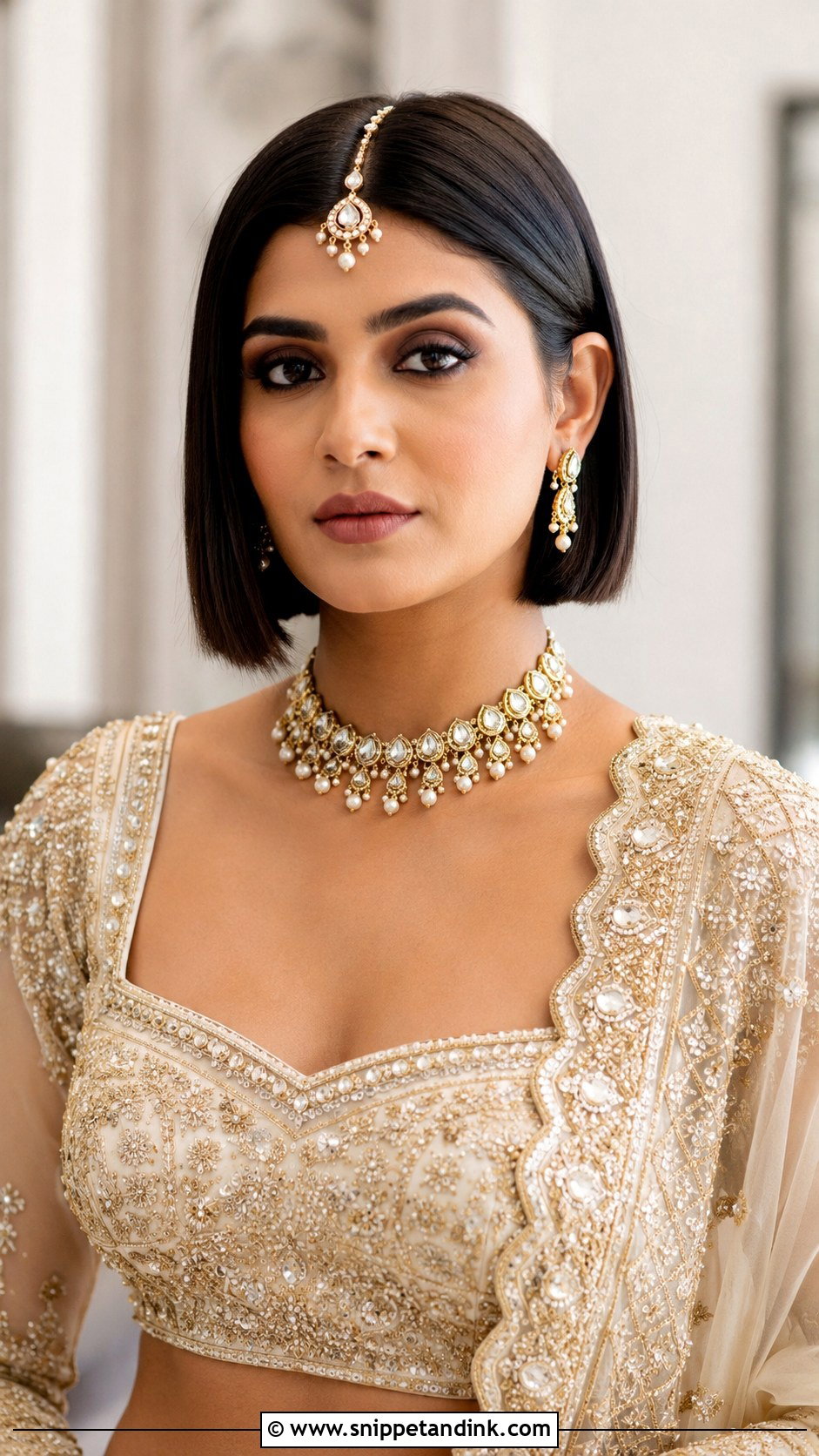 Indian Short Hair Bridal Sleek Bob - Snippet and Ink - 20 Indian Short Hair Bridal Hairstyles