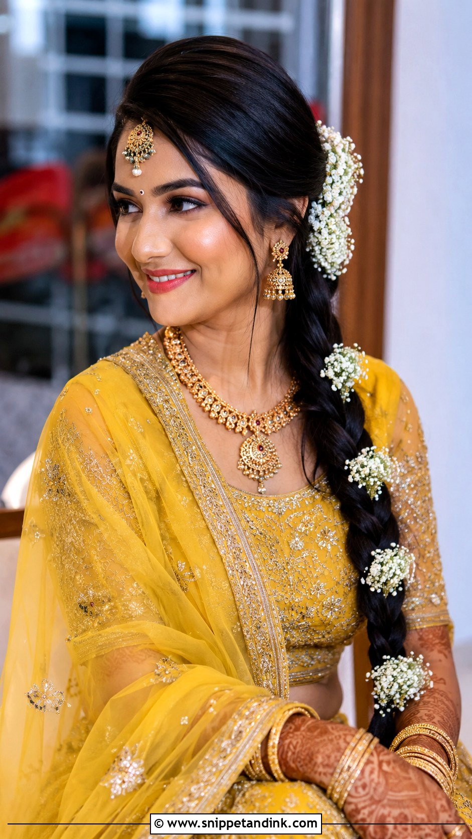 Indian Straight Hair Side Braid - Snippet and Ink - 20 Indian Straight Hair Styles for Wedding